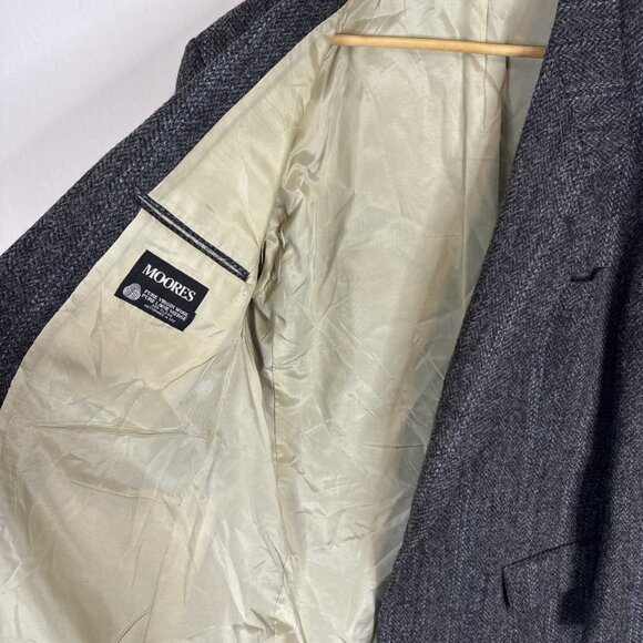 Vintage Harris Tweed Gray Herringbone Wool Sport Coat Men 46 Handwoven Scotland - Picture 8 of 9